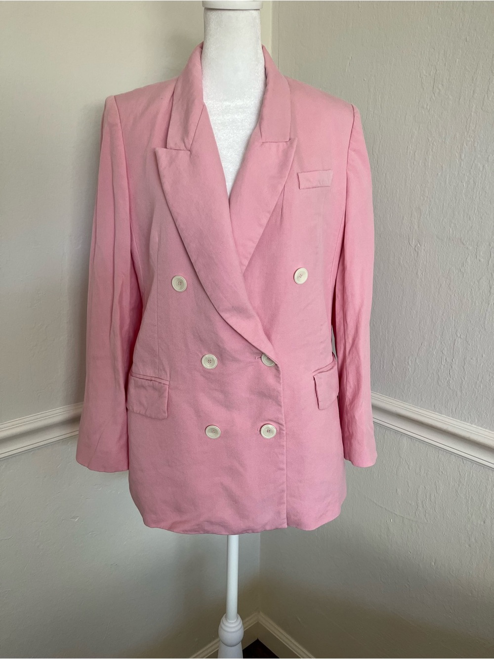 Zara Pink Double-Breasted Women's Blazer Jacket